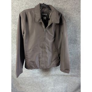 George Mens Jacket Large Brown Lightweight Quilted Lined Full Zip Casual Coat